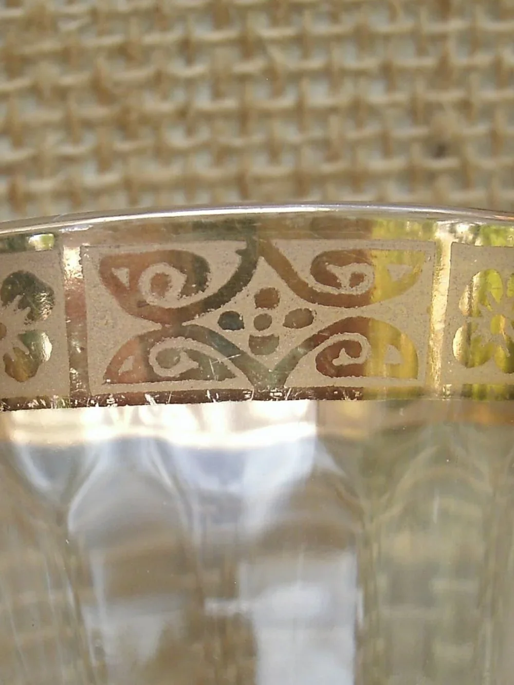 Vintage West Virginia Glass Optic 22K Gold Cordial Glass Set of 6